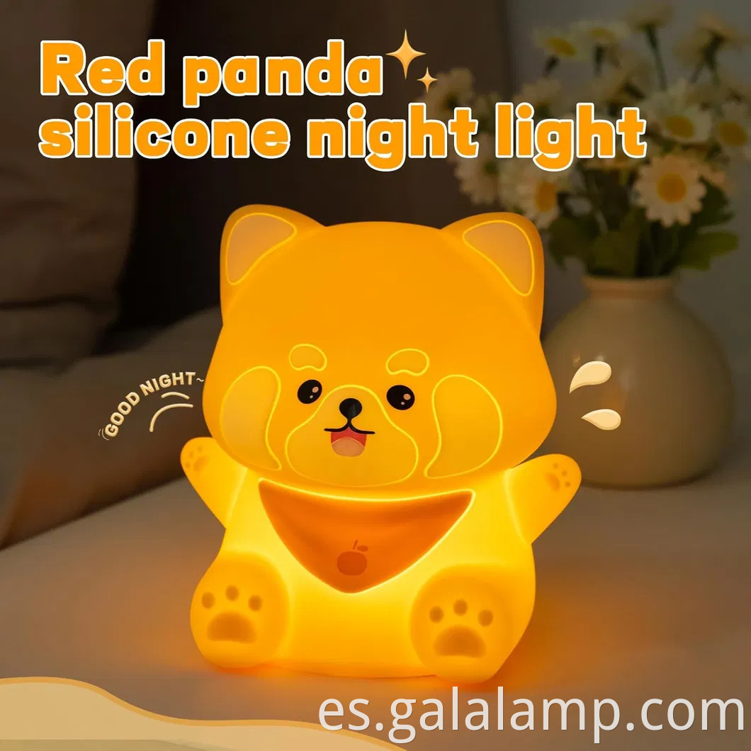 Adorable lámpara táctil de panda roja recargable para habitaciones para niños